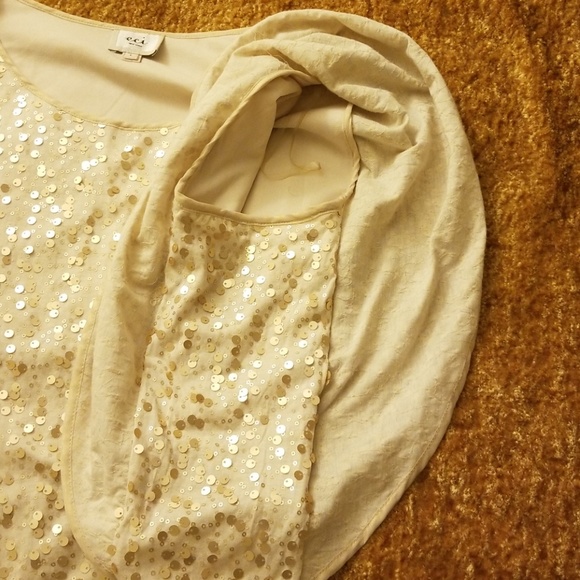Cream and Gold Sequin Top - Picture 3 of 5